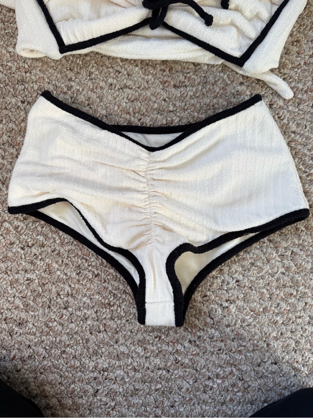 Montce X Olivia Culpo Cabana Bows Bikini in Cream and Black Terry - Picture 4 of 7